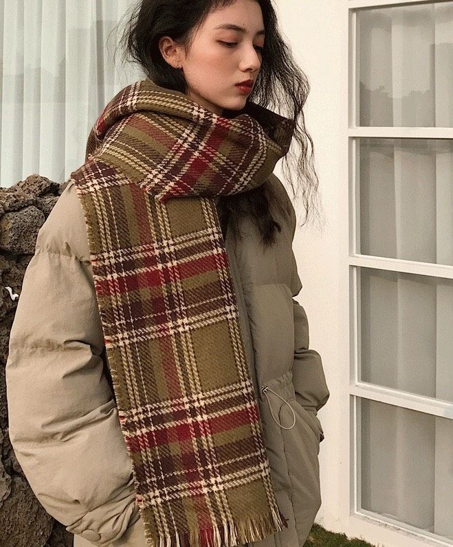 Khăn Len Kẻ Korean