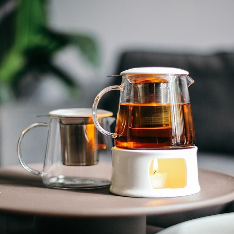 Ấm Thủy Tinh Nắp Gốm