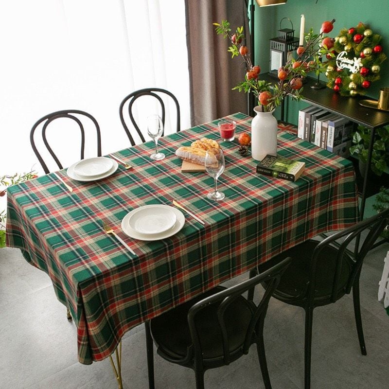 Khăn Trải Bàn Xmas Xanh Kẻ