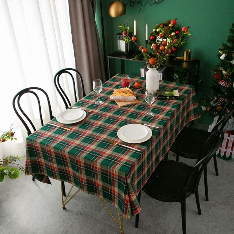 Khăn Trải Bàn Xmas Xanh Kẻ