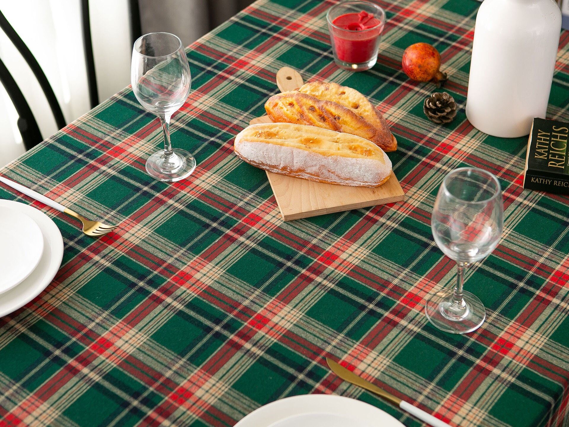 Khăn Trải Bàn Xmas Xanh Kẻ