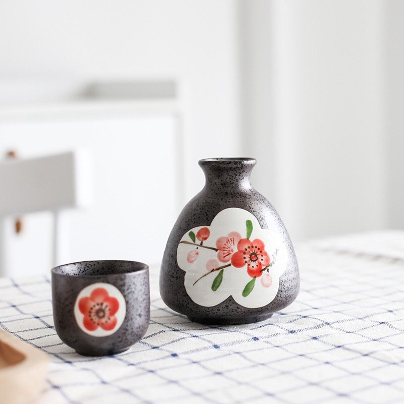 Bộ Rót Rượu Hoa Mai Đỏ
