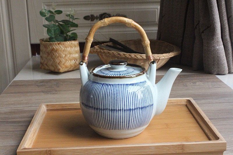 Bộ Ấm Xanh Sọc (Kèm Khay)