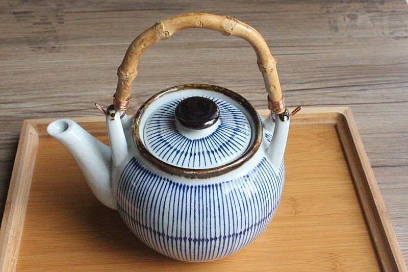 Bộ Ấm Xanh Sọc (Kèm Khay)