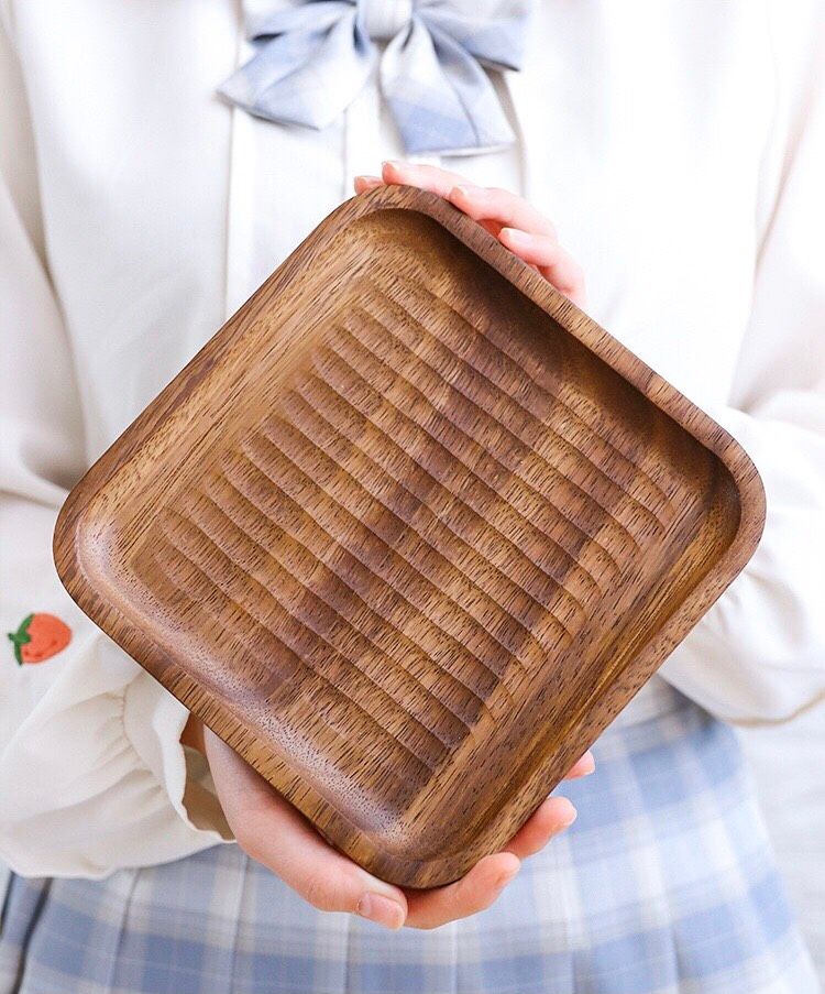 Khay Gỗ Vuông Vân (18cm)