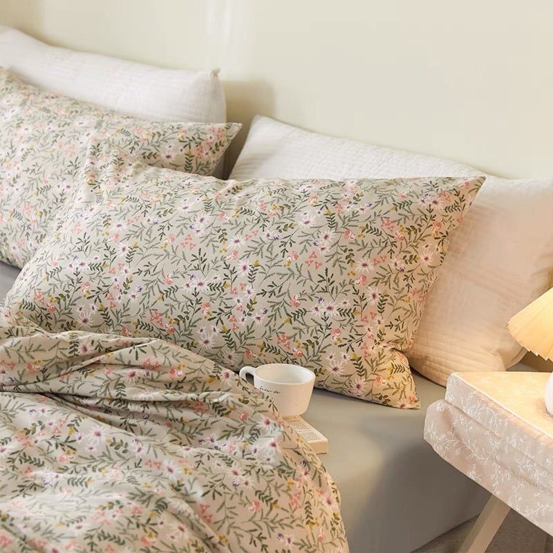 Set Chăn Ga Gối Hoa Cỏ Xanh