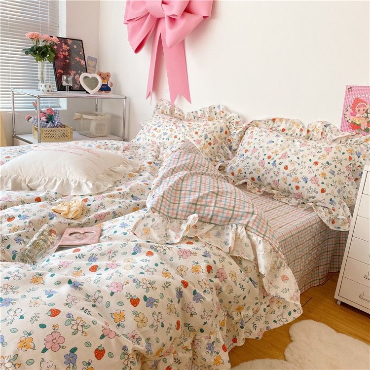 Set Chăn Ga Gối Hoa Dâu