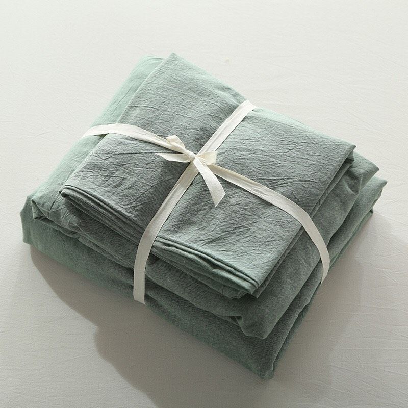 Set Chăn Ga Gối Xanh Trơn