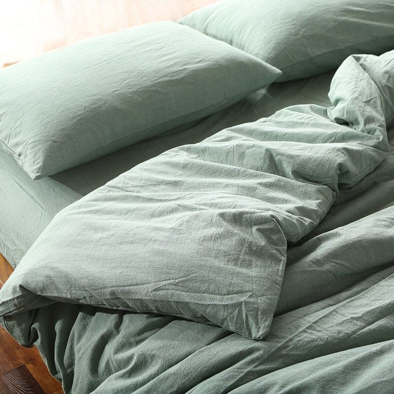 Set Chăn Ga Gối Xanh Trơn