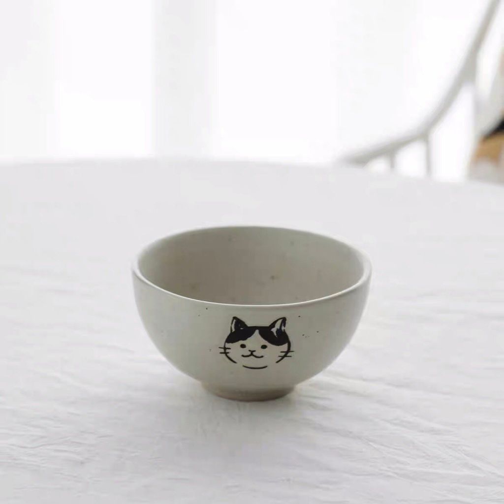 Bát Gốm Mèo Xám