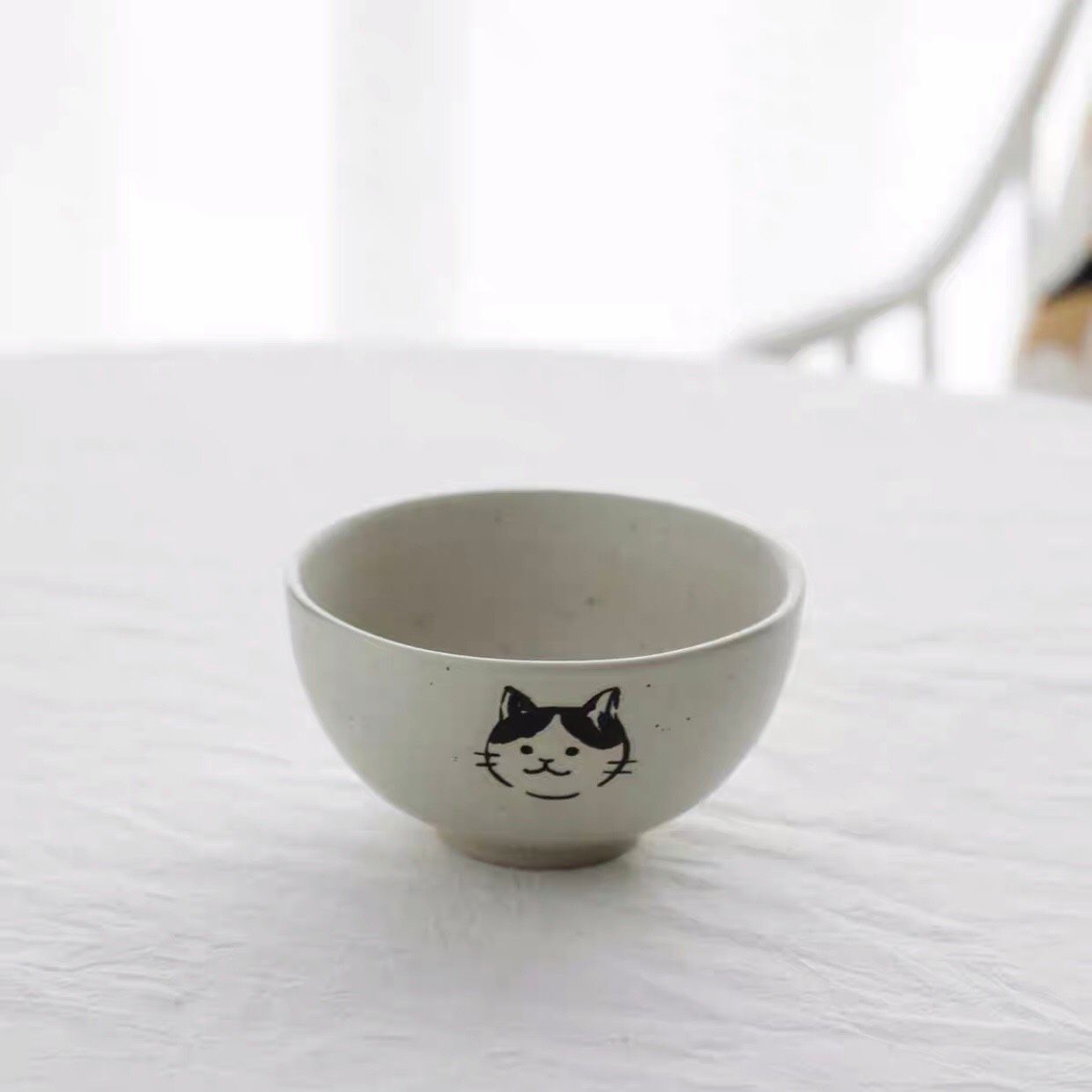 Bát Gốm Mèo Xám