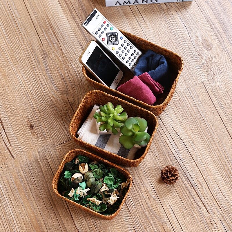 Giỏ Tre Đan Chữ Nhật (màu đậm)