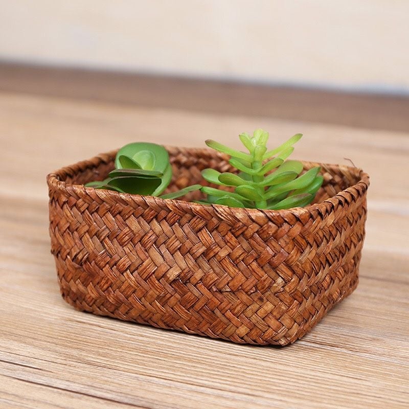 Giỏ Tre Đan Chữ Nhật (màu đậm)