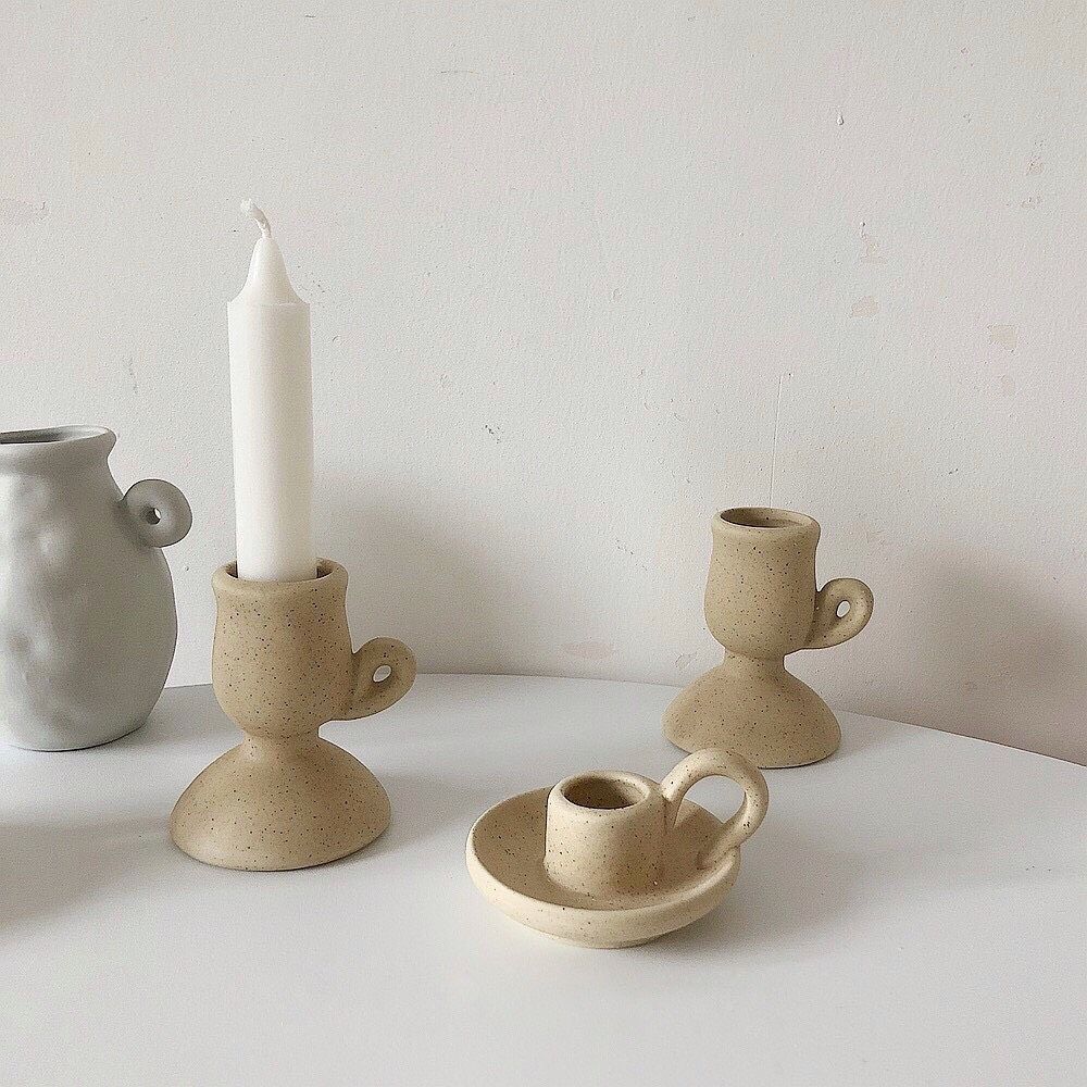 Chân Nến Gốm Vintage