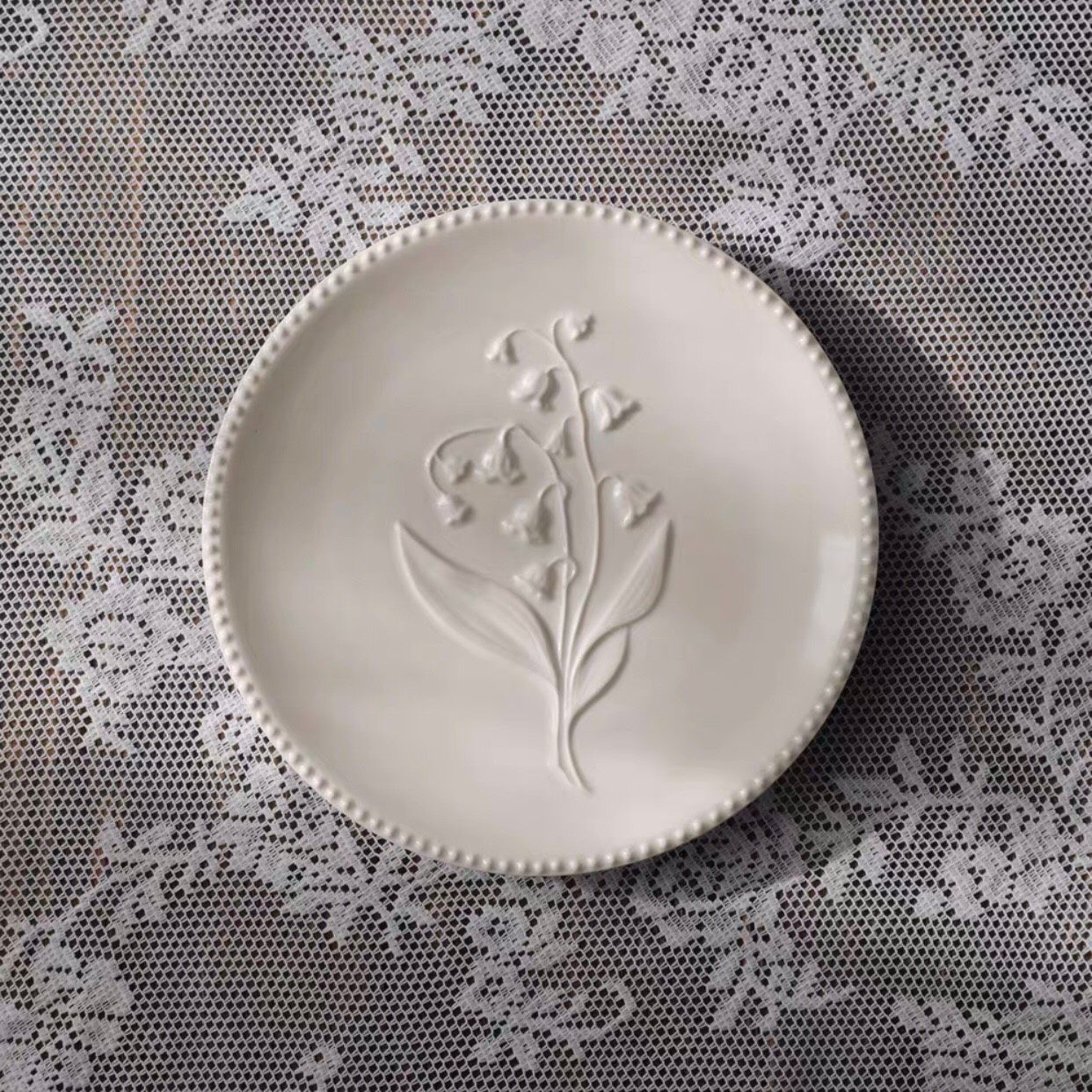 Set Đĩa Linh Lan Sứ Trắng