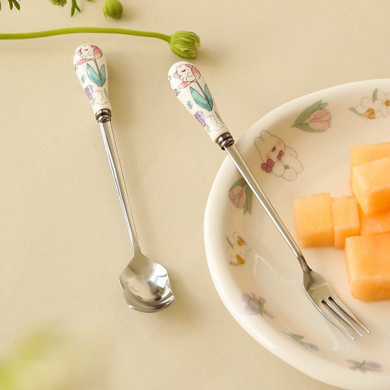 Thìa Dĩa Thỏ Hoa