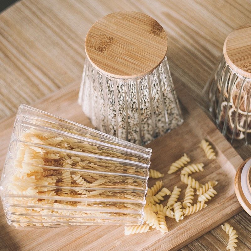 Hũ Thủy Tinh Sọc Đáy Vuông