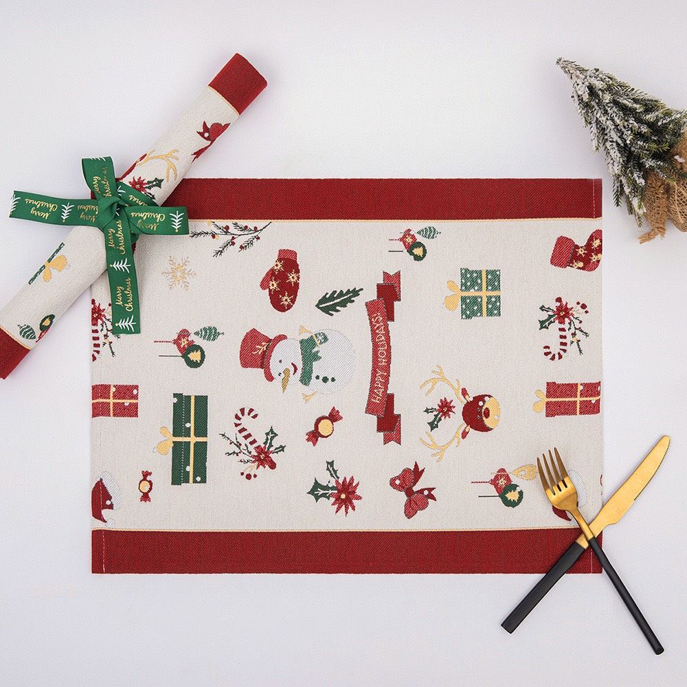 Khăn Trải Bàn Xmas Viền Đỏ