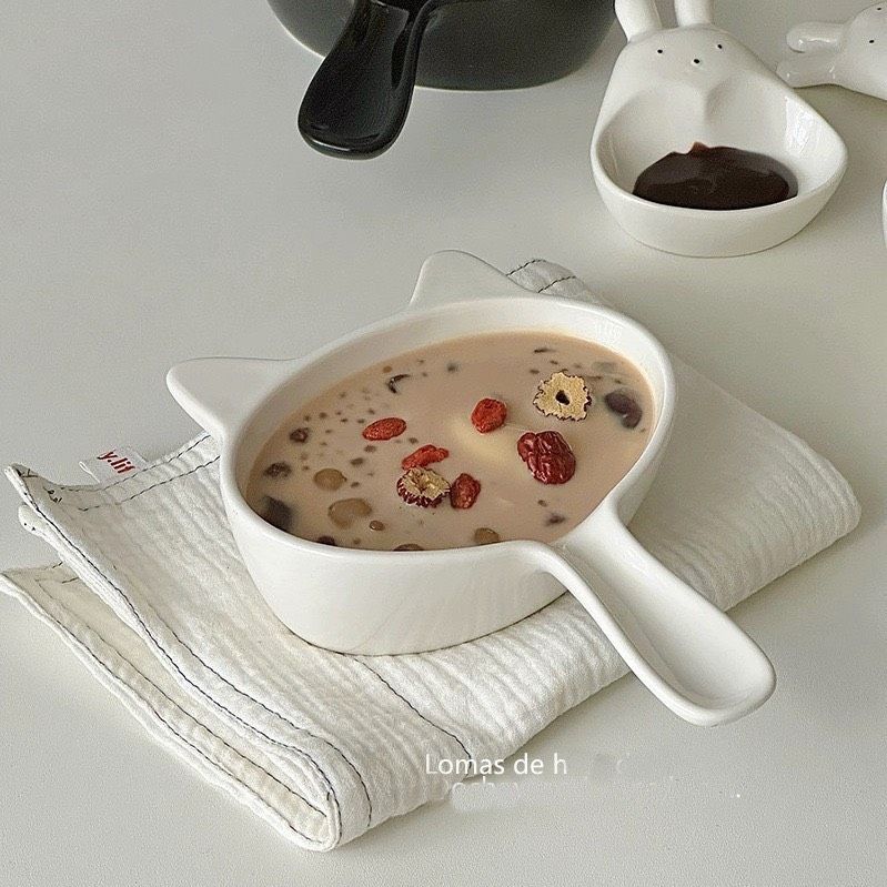 Bát Mèo Tay Cầm Đen Trắng