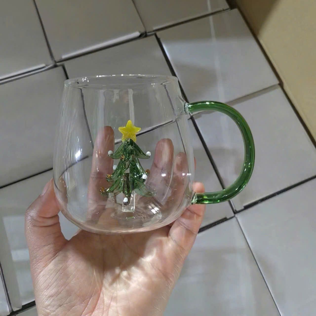 Cốc Thủy Tinh Cây Thông Sao Vàng