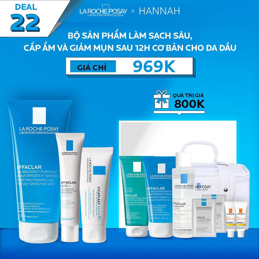 BỘ SẢN PHẨM LÀM SẠCH SÂU, CẤP ẨM VÀ GIẢM MỤN SAU 12H CƠ BẢN CHO DA DẦU