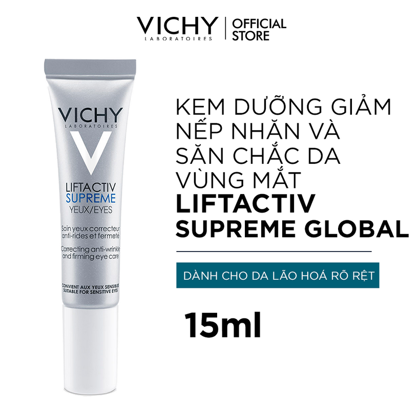 Kem Dưỡng Giúp Giảm Nếp Nhăn & Săn Chắc Da Vùng Mắt Vichy LiftActiv Eyes Supreme Global Anti-Wrinkle & Firming Care 15ml