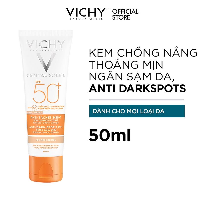 Kem Chống Nắng Có Màu Che Khuyết Điểm, Giảm Thâm Nám & Dưỡng Da SPF 50 PA+++ Ideal Soleil Anti-Dark Spots 50ml