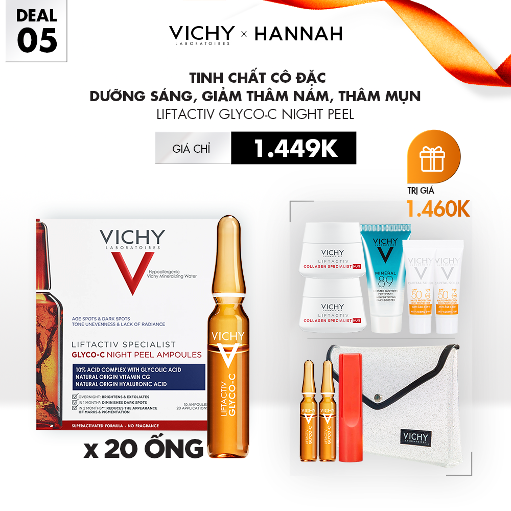 DEAL 5_TINH CHẤT CÔ ĐẶC DƯỠNG SÁNG, GIẢM THÂM NÁM, THÂM MỤN LIFTACTIV GLYCO C NIGHT PEEL x 20 ỐNG