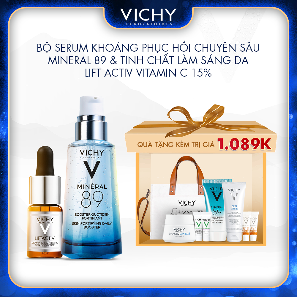 BỘ SẢN PHẨM SERUM KHOÁNG PHỤC HỒI CHUYÊN SÂU MINERAL 89 VÀ TINH CHẤT LÀM SÁNG DA VITAMIN C 15%