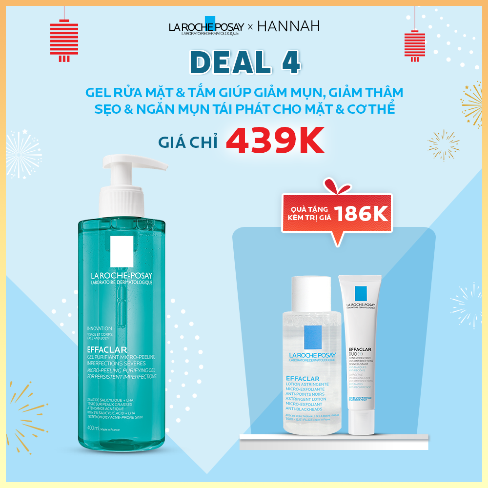DEAL 4 - GEL RỬA MẶT VÀ TẮM GIÚP GIẢM MỤN, GIẢM THÂM SẸO & NGĂN MỤN TÁI PHÁT EFFACLAR MICRO PEELING GEL DÙNG CHO MẶT & CƠ THỂ
