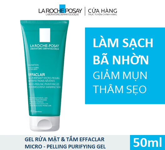 Gel làm sạch giảm mụn 2 trong 1 cho mặt & cơ thể Effaclar Peeling 50ml