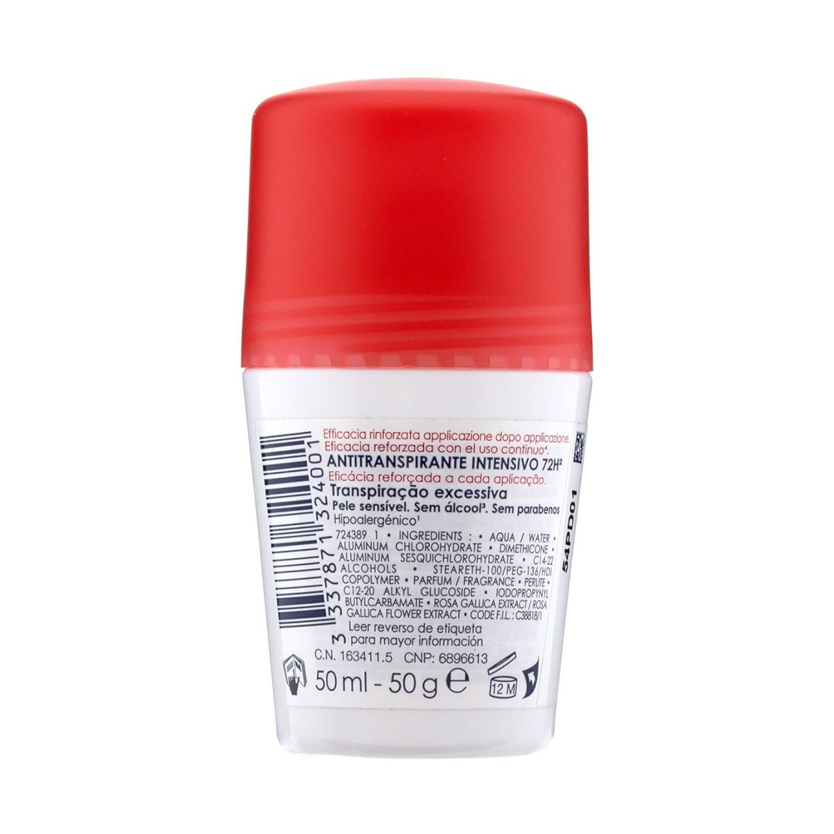 Lăn Khử Mùi Ngăn Mồ Hôi, Giữ Khô Thoáng Suốt 72h Déodorant Detranspirant Intensif 50ml