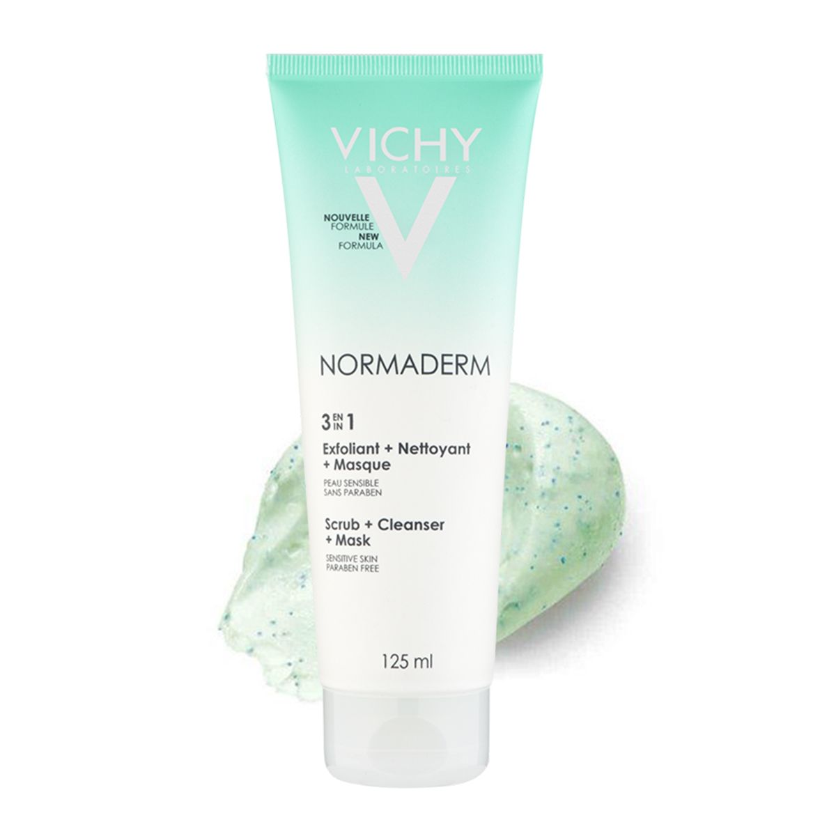 Gel Rửa Mặt Tẩy Tế Bào Chết Ngừa Mụn Kiêm Mặt Nạ Thanh Lọc Normaderm 3 In 125ml
