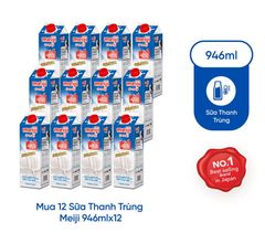Sữa Tươi Thanh Trùng Nguyên Chất Meiji 946ml - Thùng 12 hộp