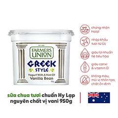 Sữa chua Hy Lạp Farmers Union Greek Vanilla 950g