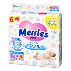 Tã dán Merries New Born Nhật Bản 90 miếng + 6, cho bé dưới 5 kg