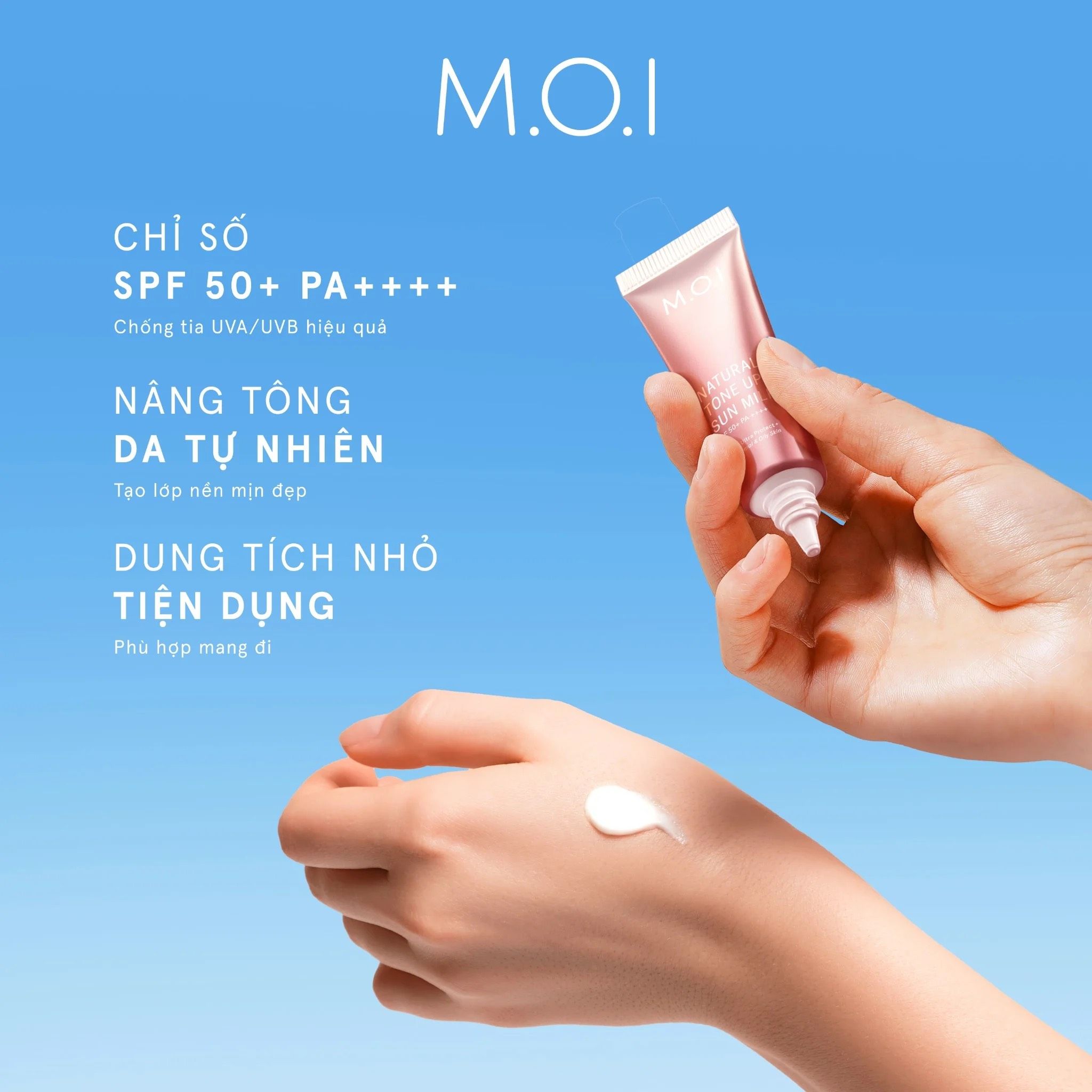 KEM CHỐNG NẮNG NÂNG TÔNG TỰ NHIÊN M.O.I 10ML