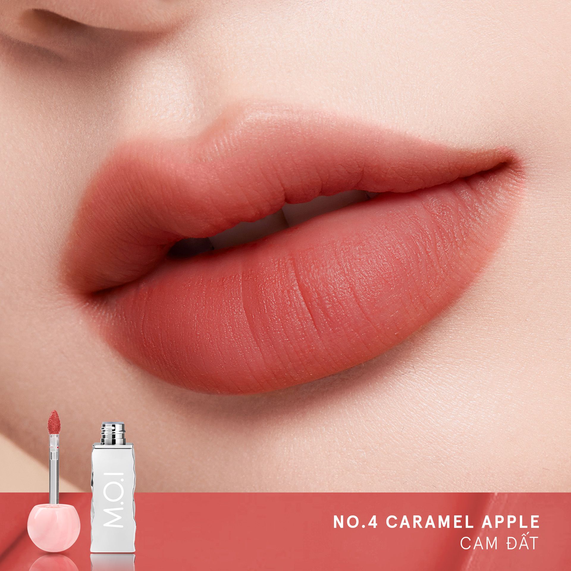 No.4 - Caramel Apple - Cam Đất - SON TIN LÌ NHE MÔI LOLLIPOPS
