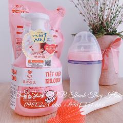 Sữa tắm Arau baby chai 450ml tặng túi tắm 400ml (Set)