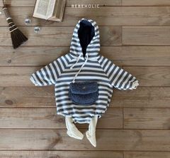 Bodysuit Bebeholic kẻ túi ngực có mũ