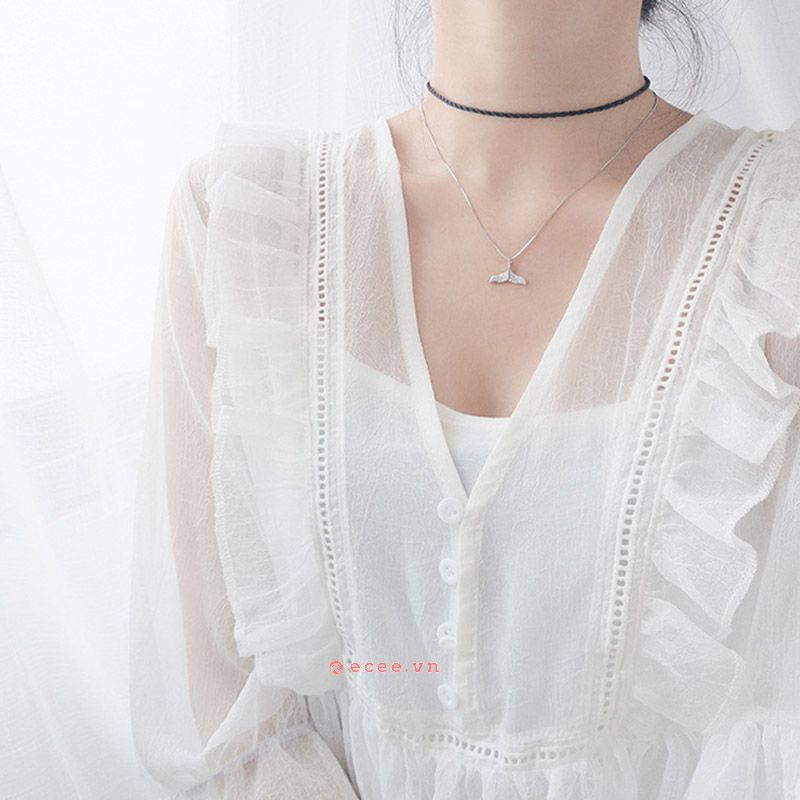 Khuyên tai đuôi nàng tiên cá gắn đá lấp lánh phong cách Hàn Quốc | XL-36