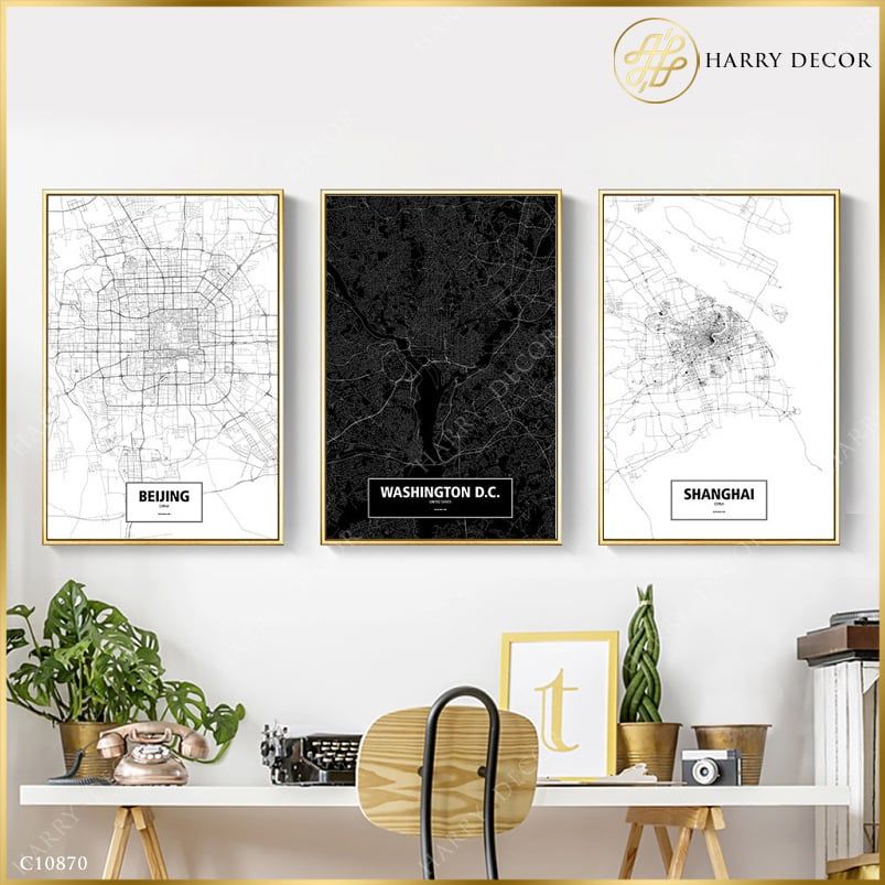 Bộ 3 Tranh Beijing Shang Hai & Washington D.C C10870