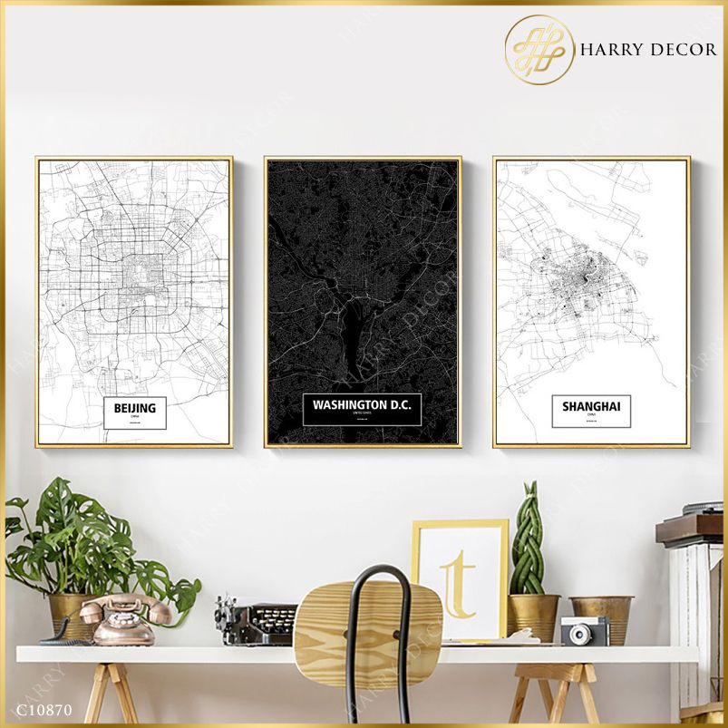 Bộ 3 Tranh Beijing Shang Hai & Washington D.C C10870