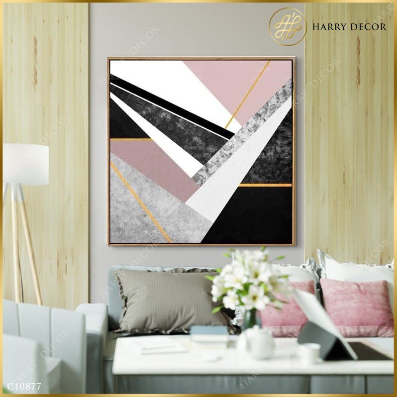 Tranh Vuông Lines And Pink Layers C10877