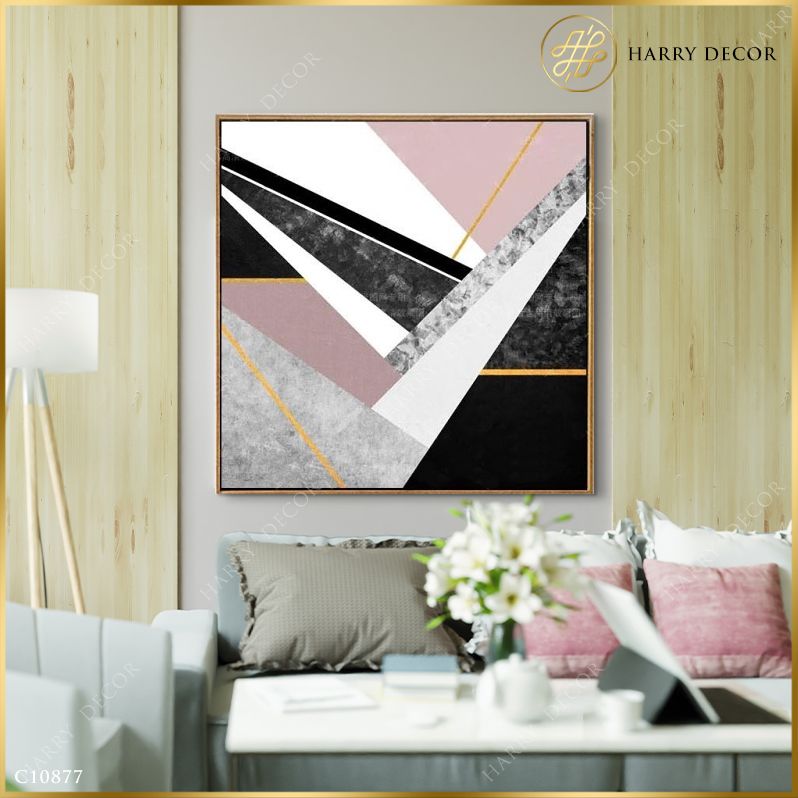 Tranh Vuông Lines And Pink Layers C10877