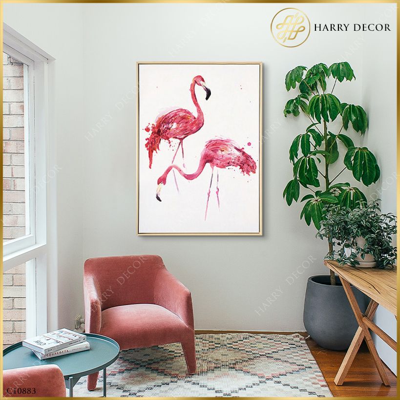 Tranh Hai Chú Hồng Hạc Chân Dài C10883