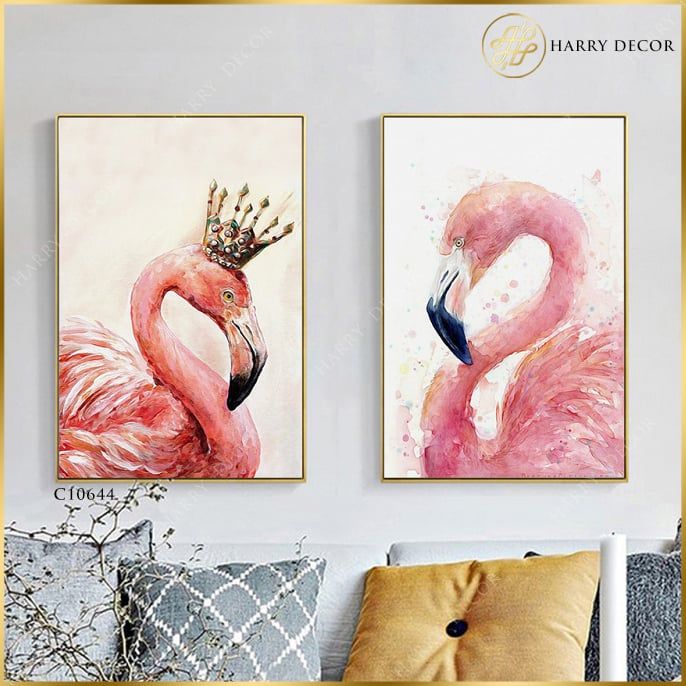 Bộ 2 Tranh Đôi Hồng Hạc Xinh Đẹp C10644