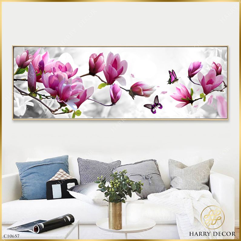 Tranh Mộc Lan Hồng Bên Cánh Bướm C10657