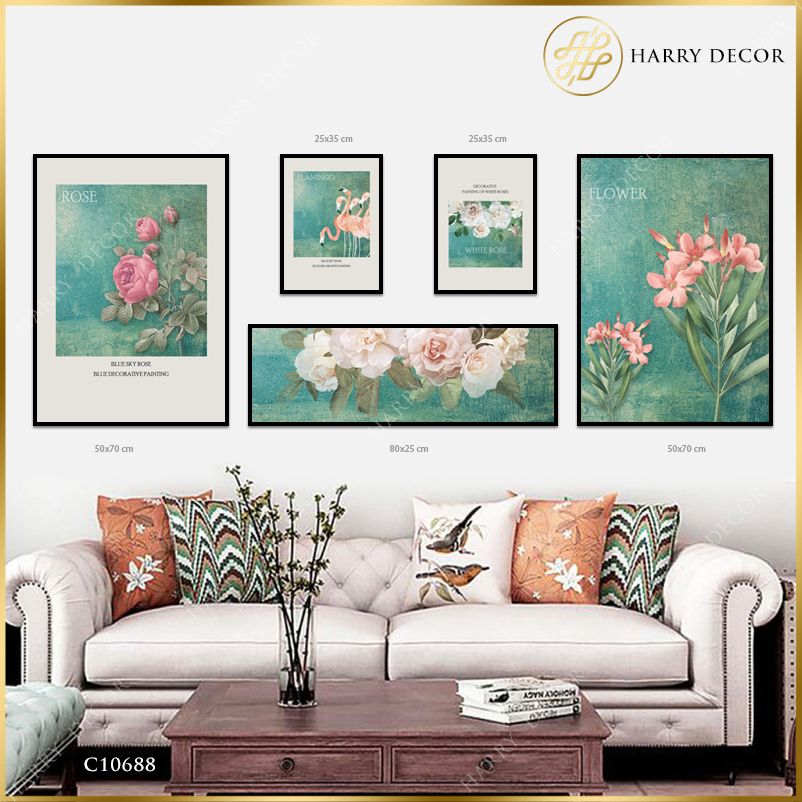 Bộ 5 Tranh Hoa Hồng Hạc C10688