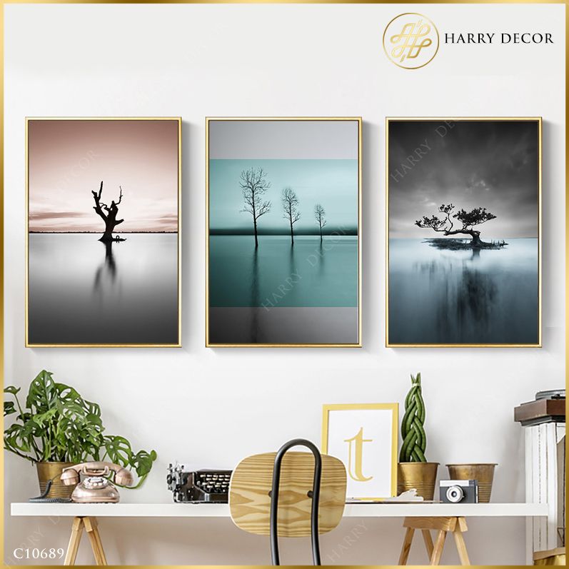 Bộ 3 Tranh Phản Chiếu Những Chiếc Cây C10689